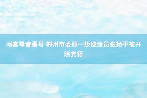 雨宫琴音番号 郴州市委原一级巡缉员张扬平被开除党籍