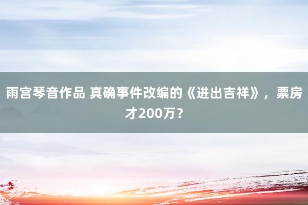 雨宫琴音作品 真确事件改编的《进出吉祥》，票房才200万？