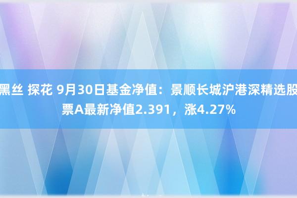 黑丝 探花 9月30日基金净值：景顺长城沪港深精选股票A最新净值2.391，涨4.27%