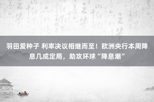 羽田爱种子 利率决议相继而至！欧洲央行本周降息几成定局，助攻环球“降息潮”