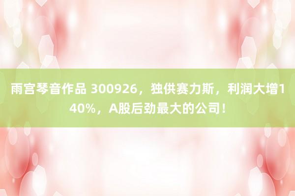 雨宫琴音作品 300926，独供赛力斯，利润大增140%，A股后劲最大的公司！