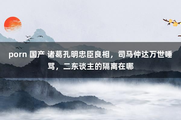 porn 国产 诸葛孔明忠臣良相，司马仲达万世唾骂，二东谈主的隔离在哪
