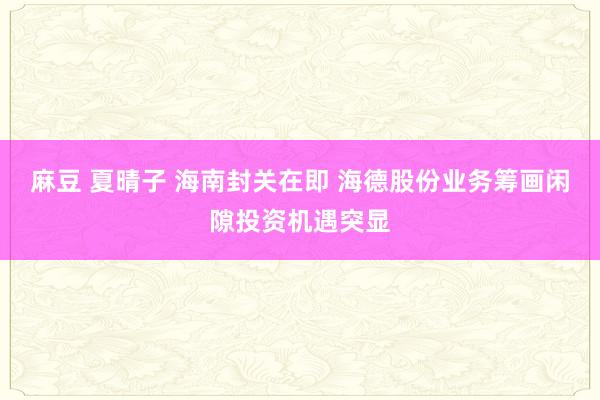 麻豆 夏晴子 海南封关在即 海德股份业务筹画闲隙投资机遇突显