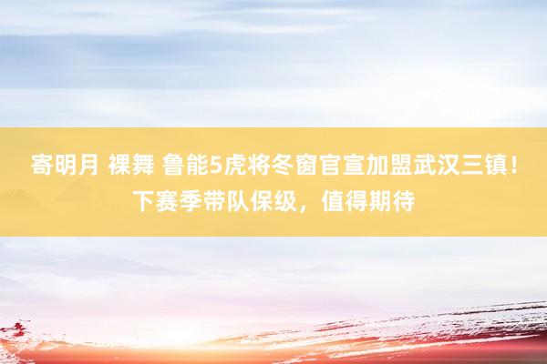 寄明月 裸舞 鲁能5虎将冬窗官宣加盟武汉三镇！下赛季带队保级，值得期待