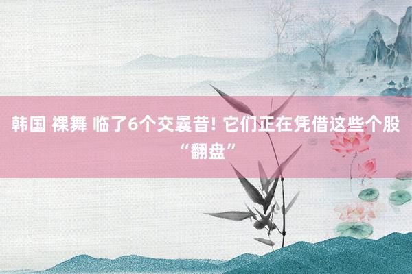 韩国 裸舞 临了6个交曩昔! 它们正在凭借这些个股“翻盘”