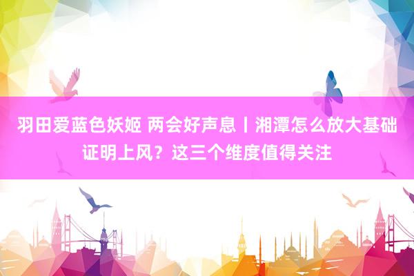 羽田爱蓝色妖姬 两会好声息丨湘潭怎么放大基础证明上风?这三个维度值得关注