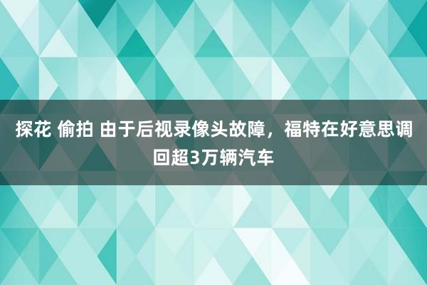 探花 偷拍 由于后视录像头故障，福特在好意思调回超3万辆汽车