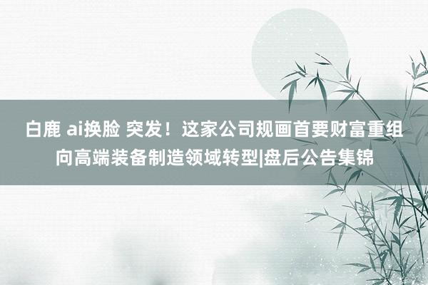 白鹿 ai换脸 突发！这家公司规画首要财富重组向高端装备制造领域转型|盘后公告集锦