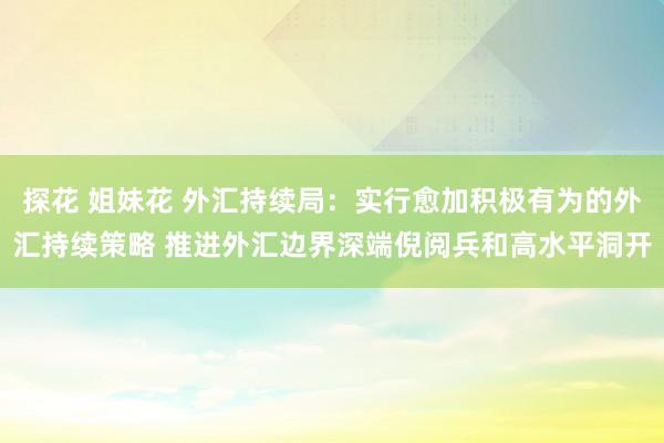 探花 姐妹花 外汇持续局：实行愈加积极有为的外汇持续策略 推进外汇边界深端倪阅兵和高水平洞开