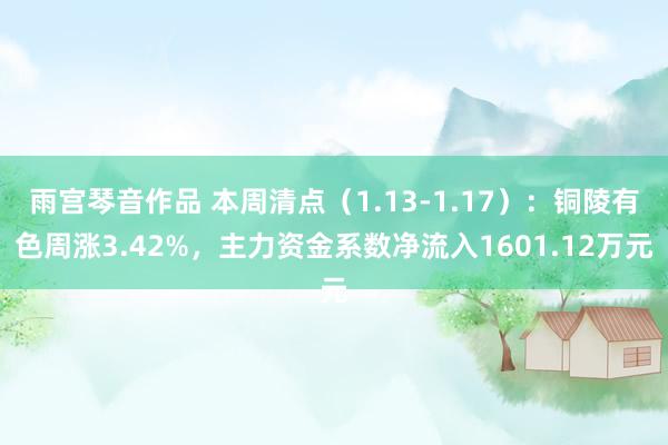 雨宫琴音作品 本周清点（1.13-1.17）：铜陵有色周涨3.42%，主力资金系数净流入1601.12万元