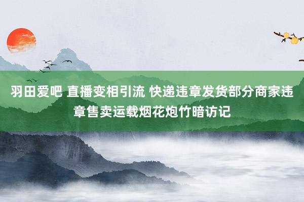 羽田爱吧 直播变相引流 快递违章发货部分商家违章售卖运载烟花炮竹暗访记