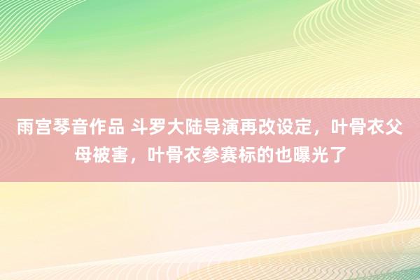 雨宫琴音作品 斗罗大陆导演再改设定，叶骨衣父母被害，叶骨衣参赛标的也曝光了