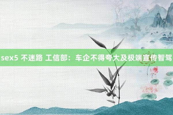 sex5 不迷路 工信部：车企不得夸大及极端宣传智驾