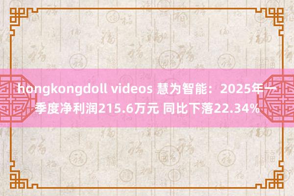 hongkongdoll videos 慧为智能：2025年一季度净利润215.6万元 同比下落22.34%